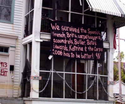 This was a sign created by a NOLA resident. This photo was taken in February 2006.